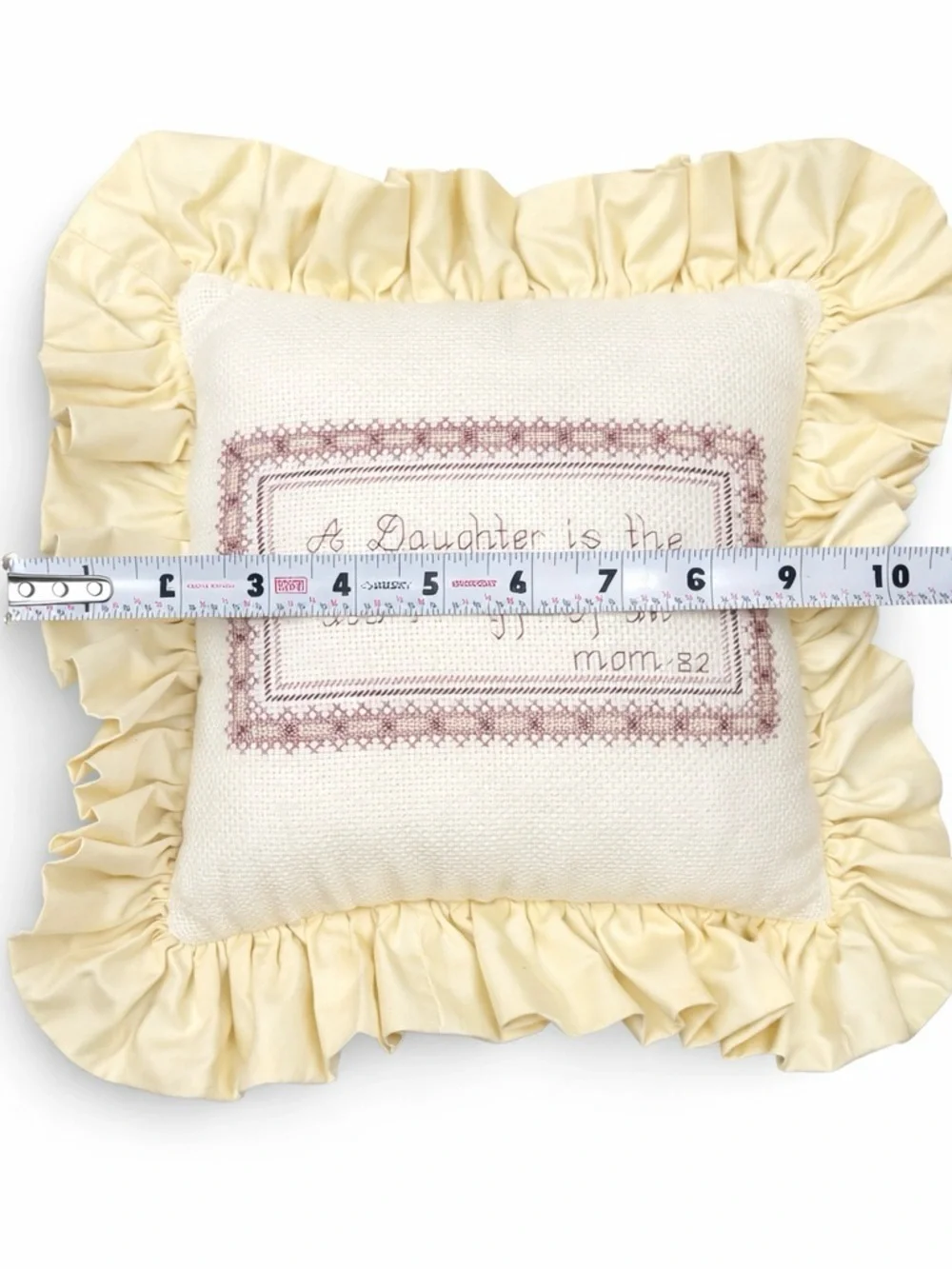 Shabby Chic Needlepoint Pillow Daughter Sentiment Cottage Decor